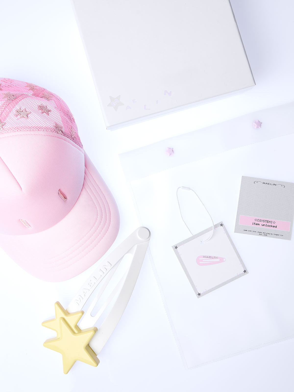PINK STAR HAIR CLIP  TRUCKER CAP